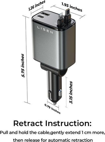 S-Tech Retractable Car Charger – Fast Charging, Clean Setup, No Mess