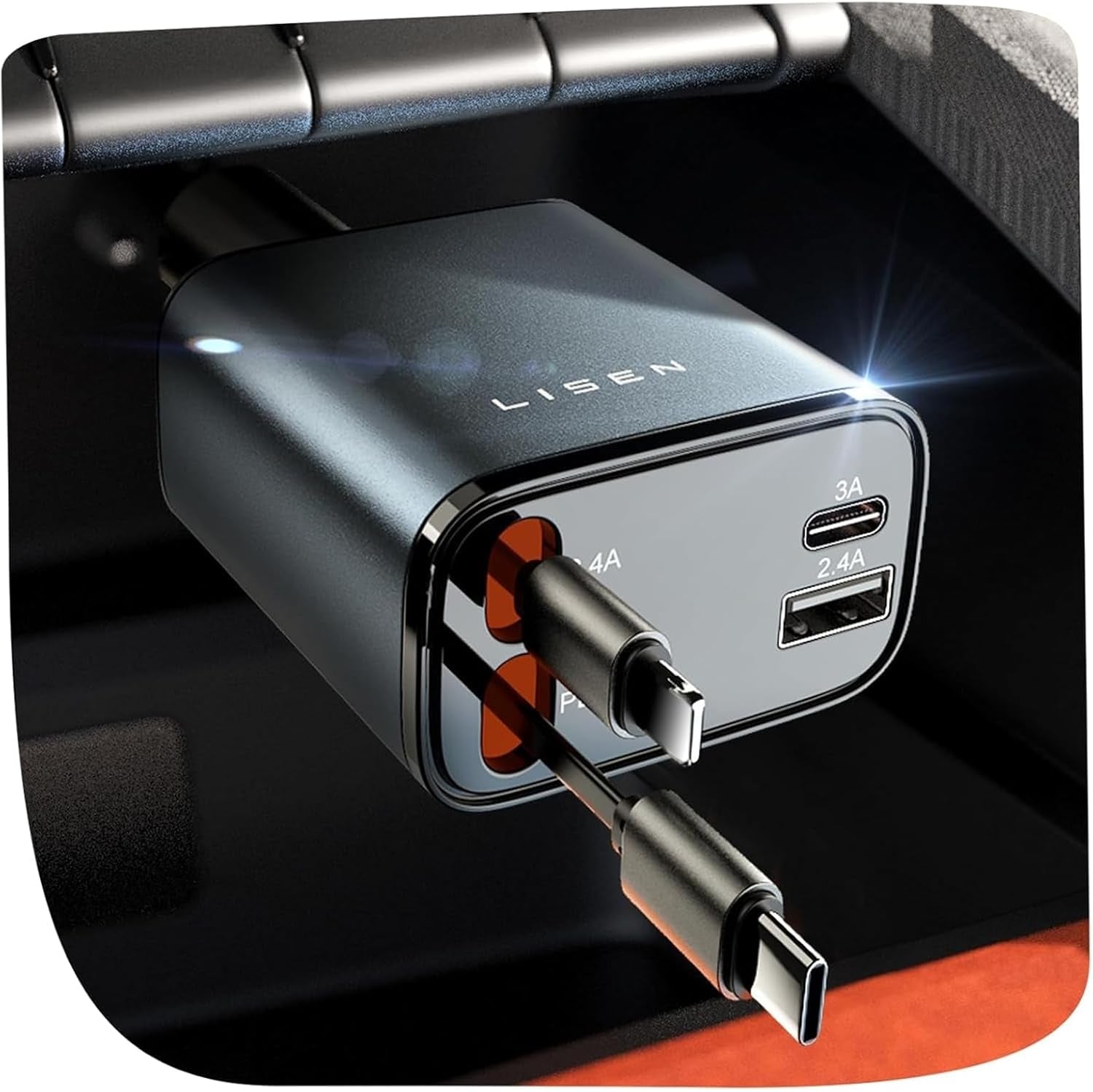 S-Tech Retractable Car Charger – Fast Charging, Clean Setup, No Mess