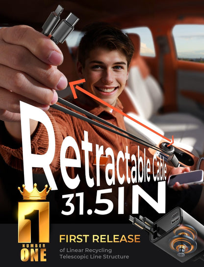 S-Tech Retractable Car Charger – Fast Charging, Clean Setup, No Mess